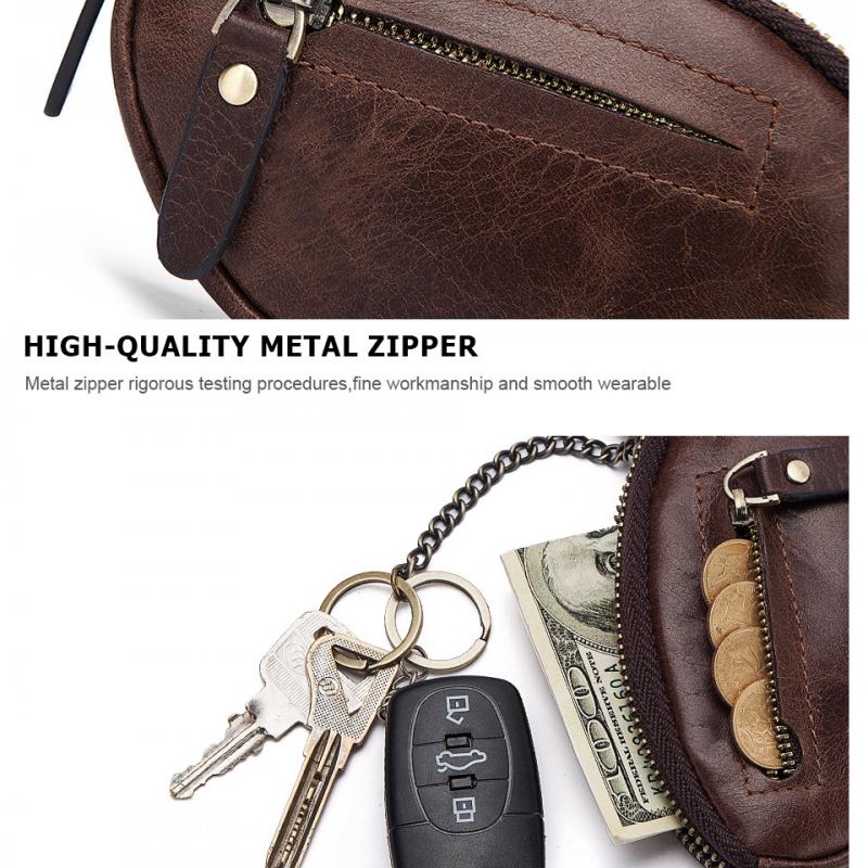 Herren Klassische Rindsleder Autoschlüssel Reißverschluss Brieftasche 08486347K