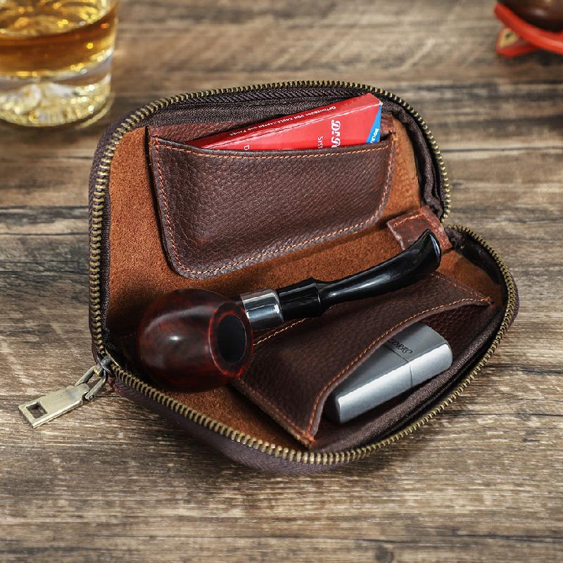 Herren Multifunktionale Tragbare Tabak Leder Aufbewahrungstasche 22771506K