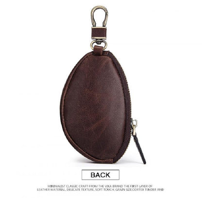 Herren Klassische Rindsleder Autoschlüssel Reißverschluss Brieftasche 08486347K