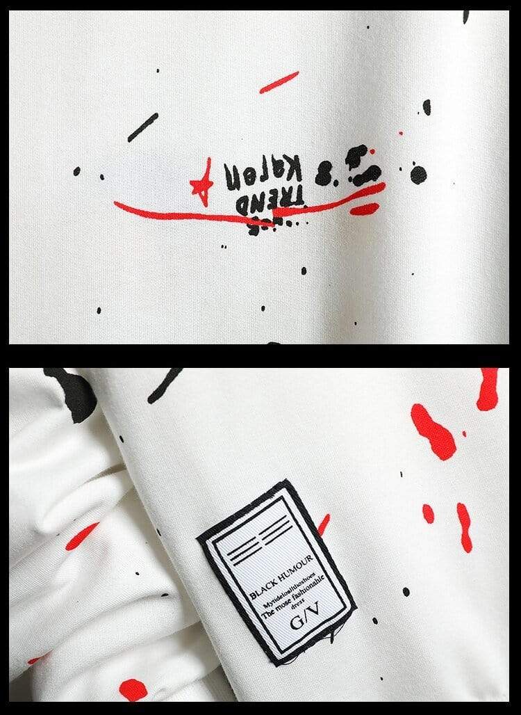 Zwart humoristisch 'splatter' sweatshirt