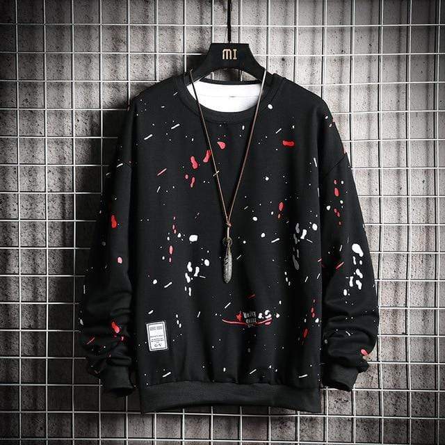 Zwart humoristisch 'splatter' sweatshirt