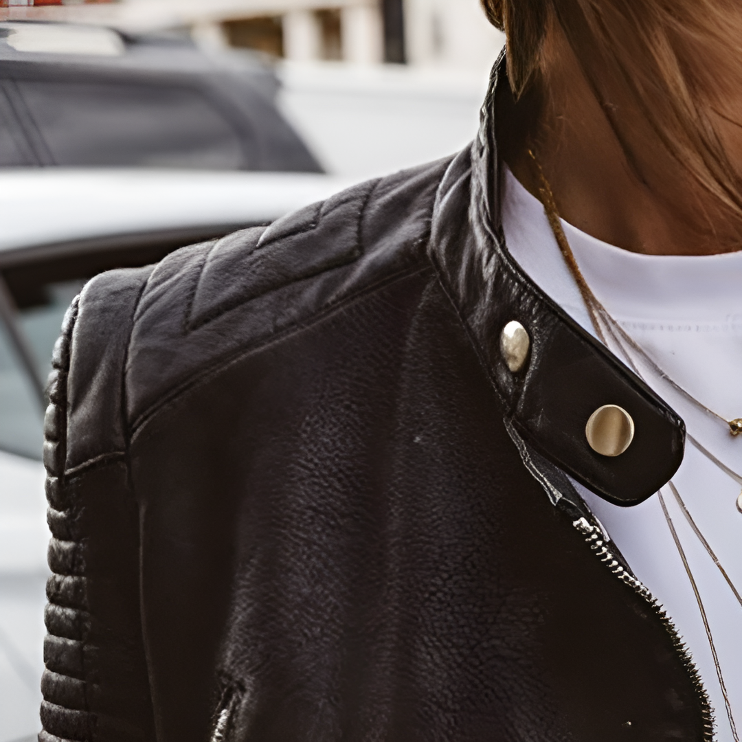 Deliane™ – Elegante Leren Jas voor Dames