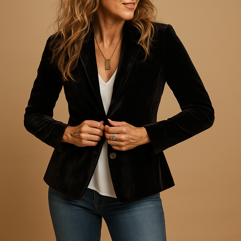 Rive™ | Retro slimfit blazer met revers en zakken voor dames