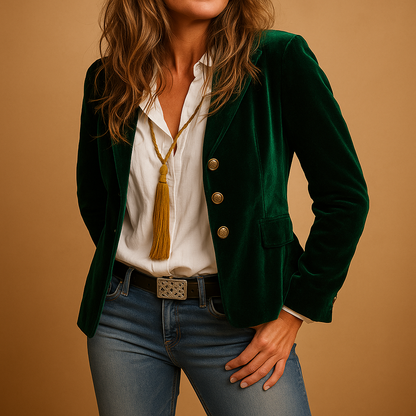 Rive™ | Retro slimfit blazer met revers en zakken voor dames