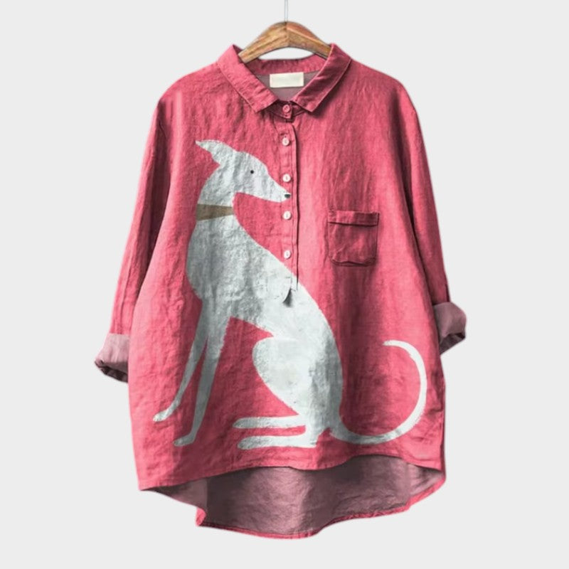 ELFRIDA | OVERSIZE BLOUSE MET HONDENDESSIN
