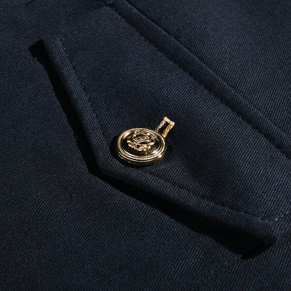 Klassische Vintage-Herrenjacke im Casual-Stil mit Stehkragen und Knopfleiste