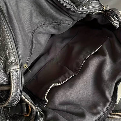Elegante vintage zwarte leren handtas