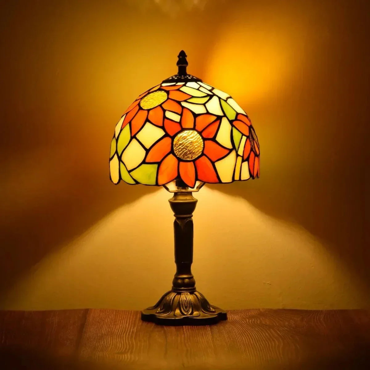 Antique stained glass lamp