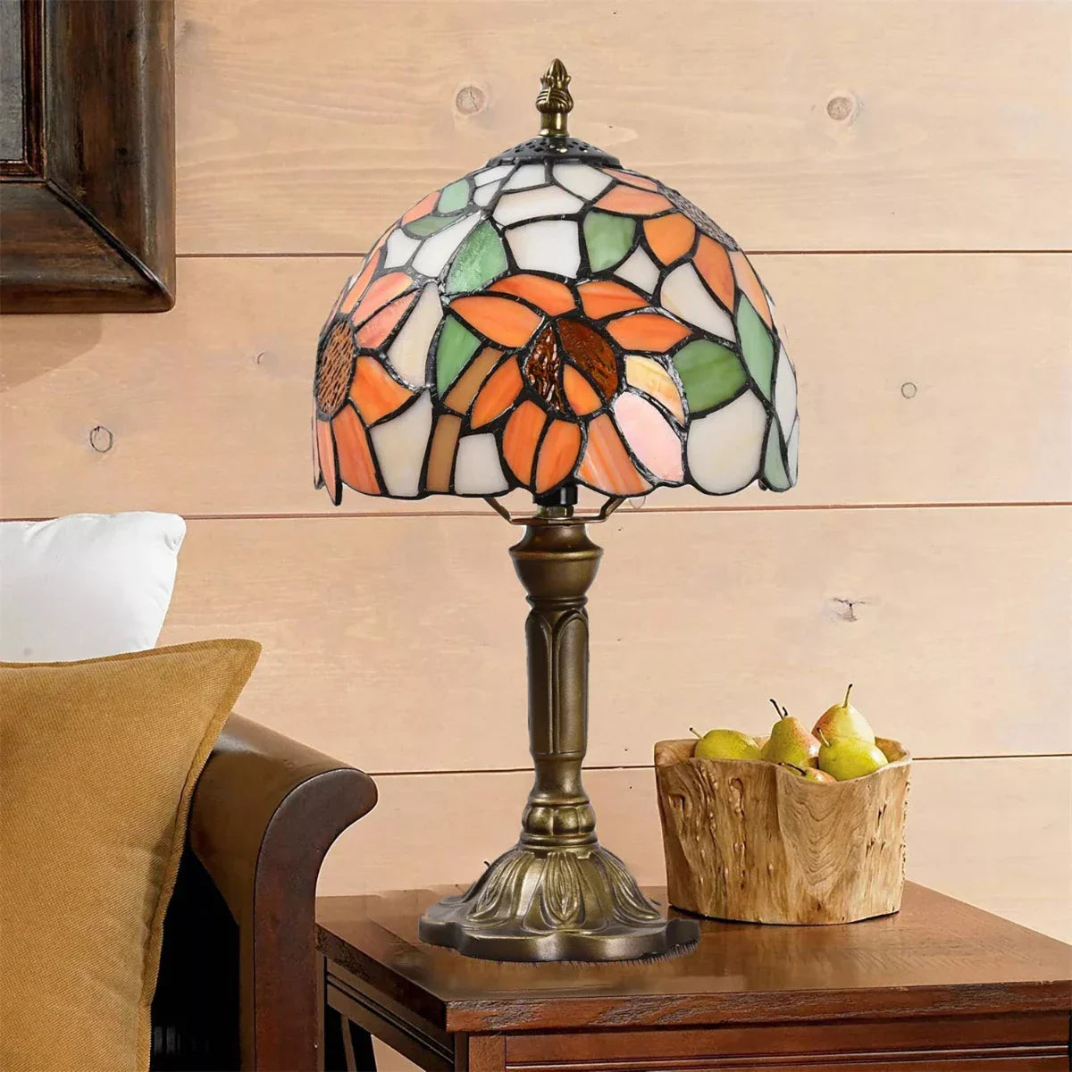 Antique stained glass lamp