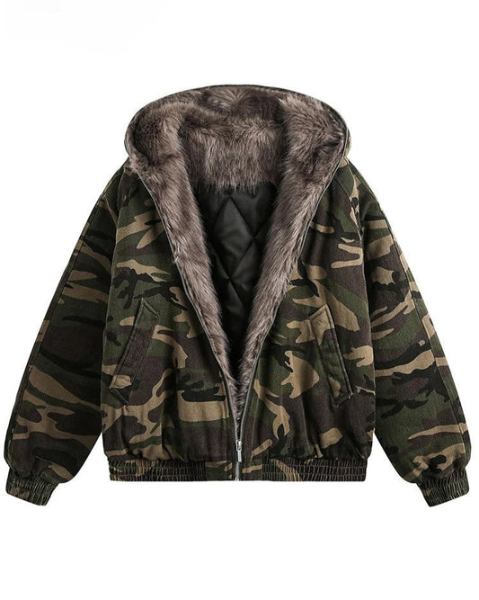 Fleecegevoerde camouflagejas