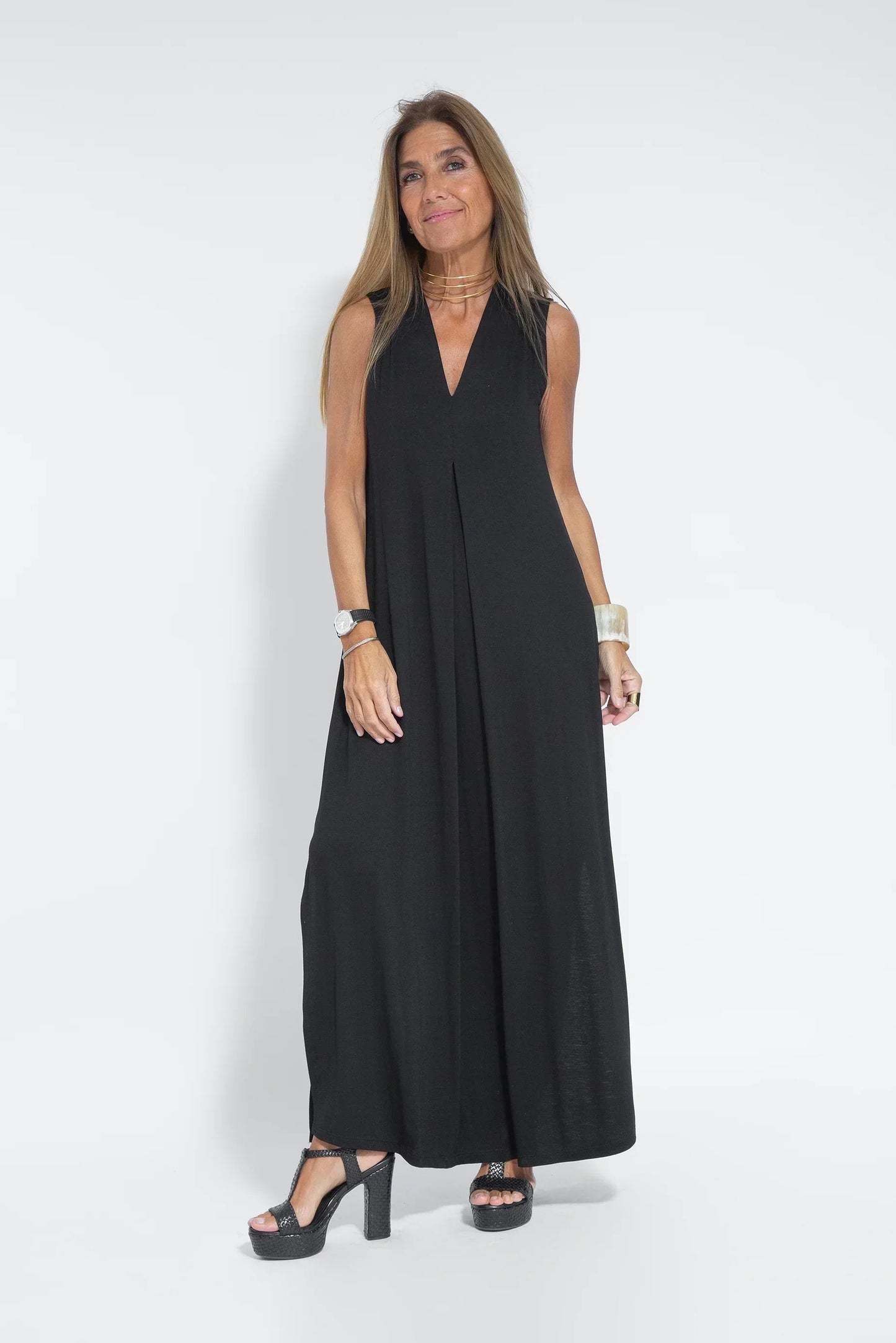 Carmela | Elegantes langes Kleid mit Strickjacke