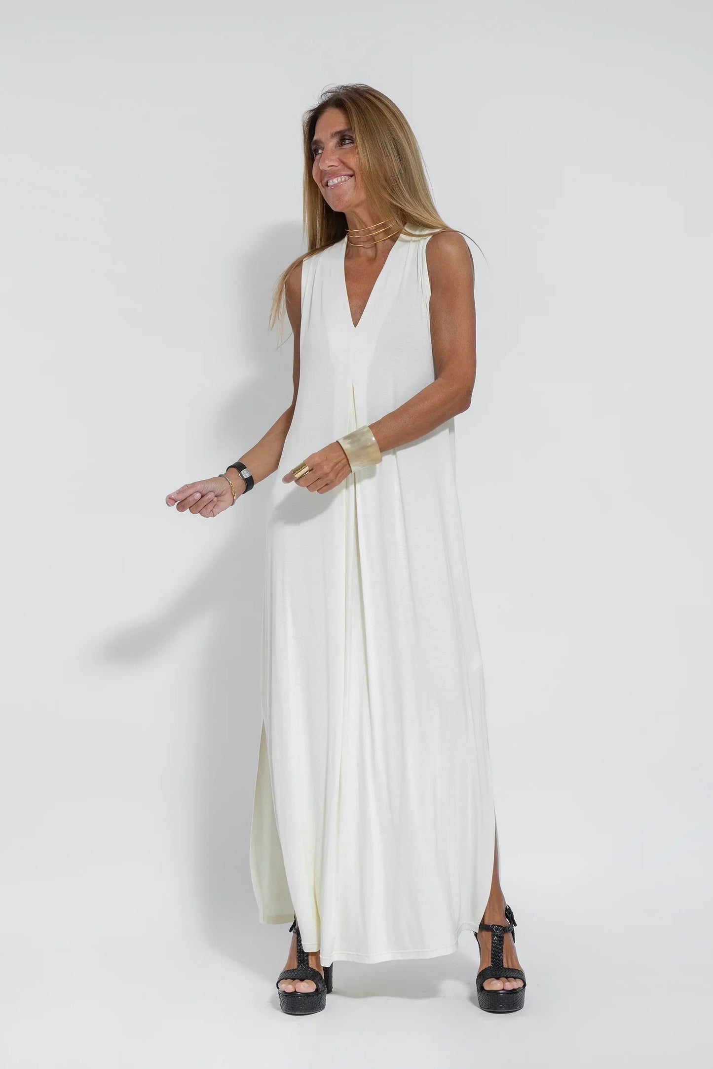 Carmela | Elegantes langes Kleid mit Strickjacke