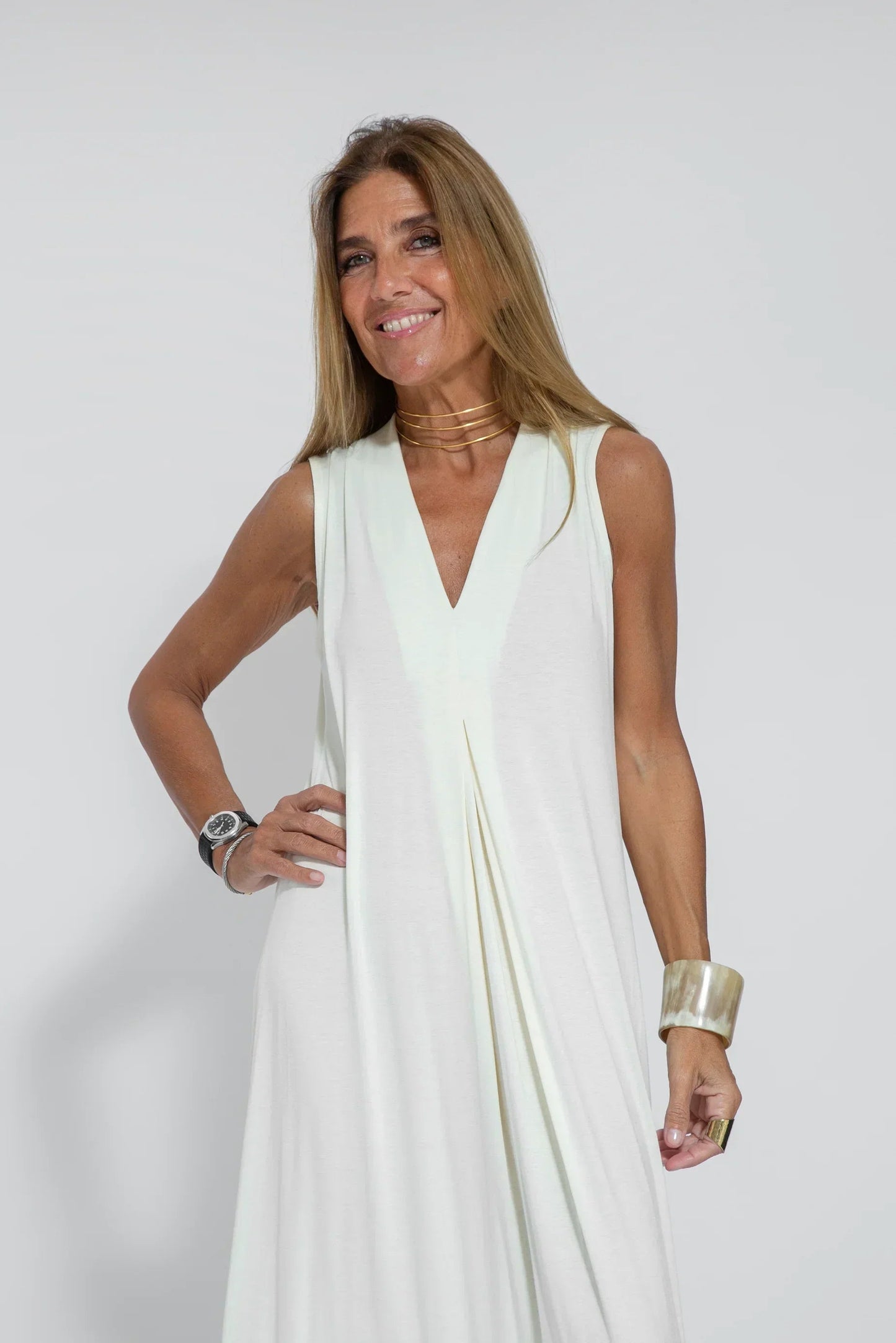 Carmela | Elegantes langes Kleid mit Strickjacke