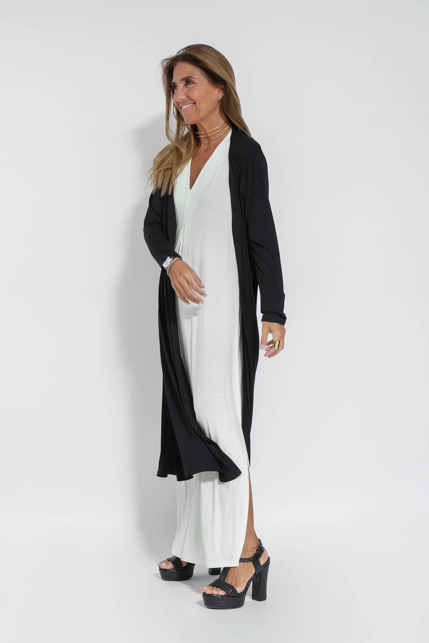 Carmela | Elegantes langes Kleid mit Strickjacke