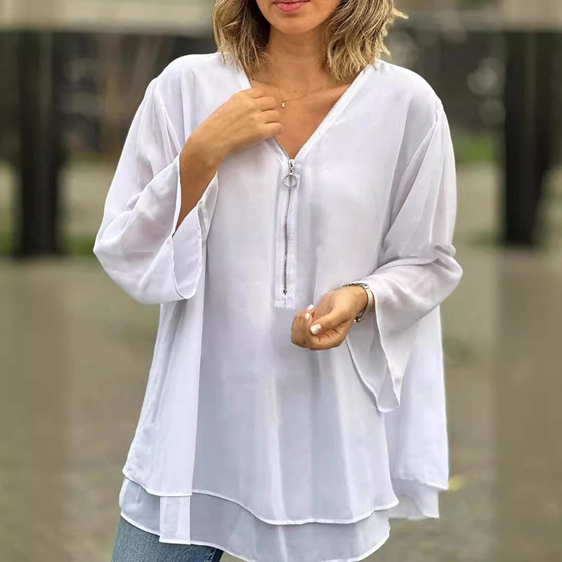 Heidi™ | V-hals Flared Zip-top