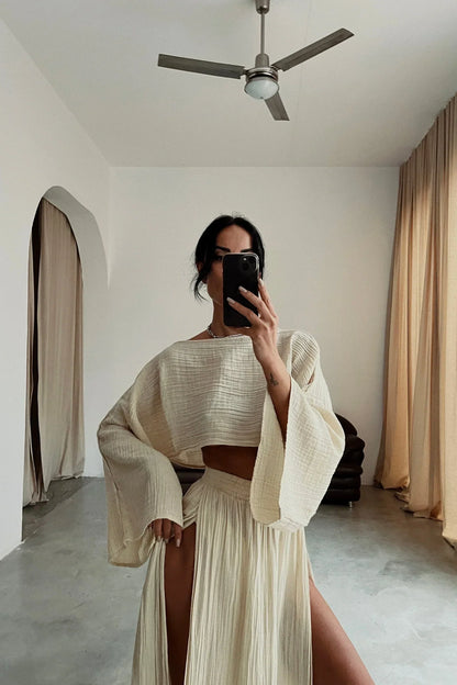 THARAH | Boho Crop Top en Maxi Rok Sets