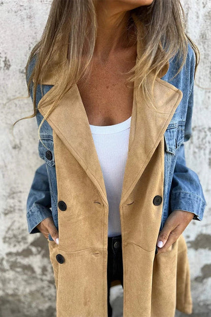 Two-tone denim trenchcoat
