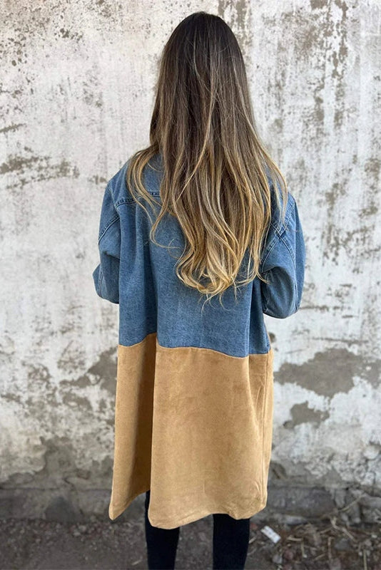 Two-tone denim trenchcoat