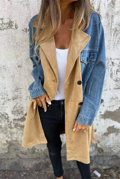 Two-tone denim trenchcoat