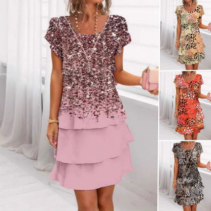 Diana™ – Versatile Sparkle Dress with Bold Leopard Flair