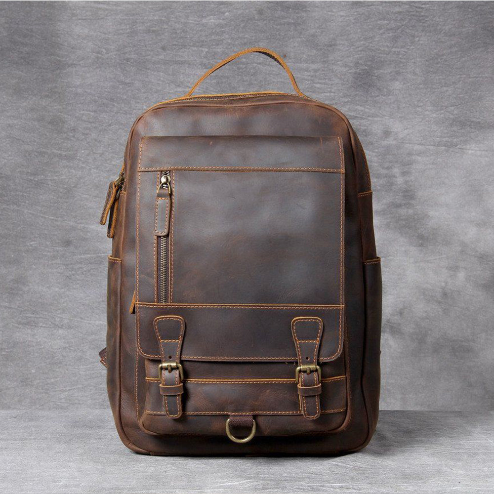 Jason - Premium Lichtbruine Leren Rugzak