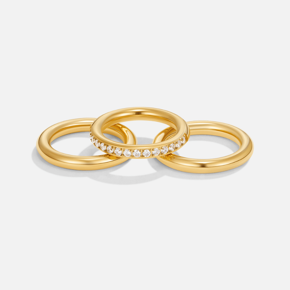 Vana Trio de bagues en or et cristal
