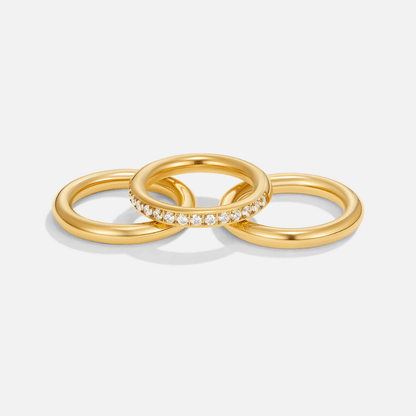 Vana Trio de bagues en or et cristal