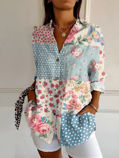 DESIREE I GEBLOEMDE BLOUSE MET KNOPENLIJST