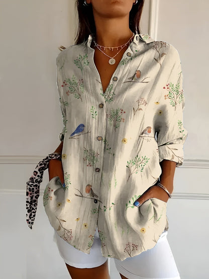 DESIREE I GEBLOEMDE BLOUSE MET KNOPENLIJST