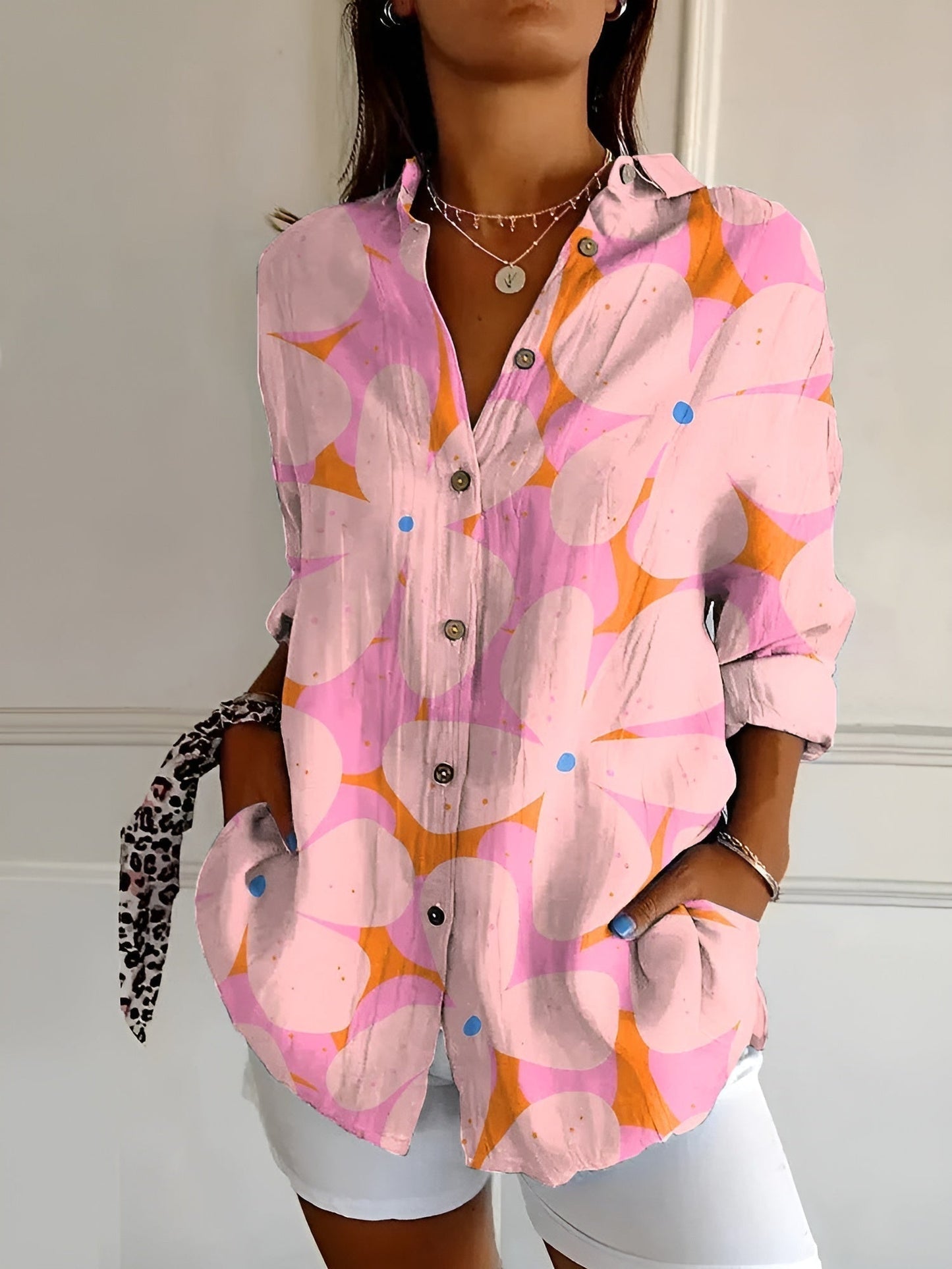 DESIREE I GEBLOEMDE BLOUSE MET KNOPENLIJST