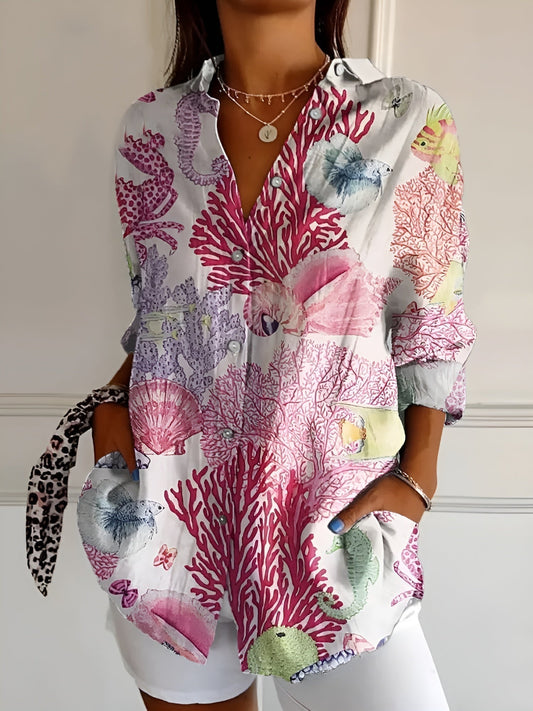 DESIREE I GEBLOEMDE BLOUSE MET KNOPENLIJST
