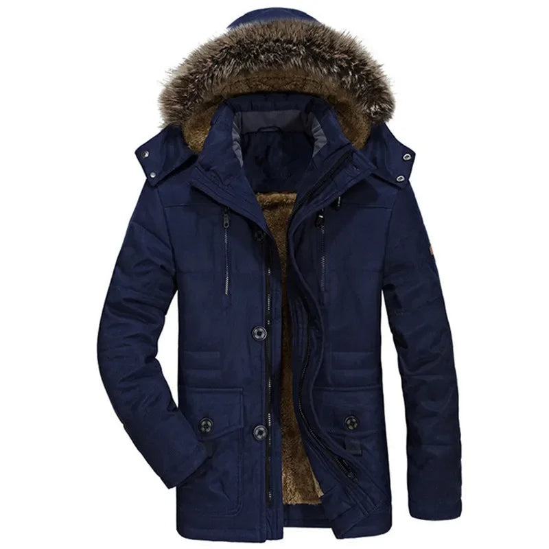 Winterjas van katoen met capuchon