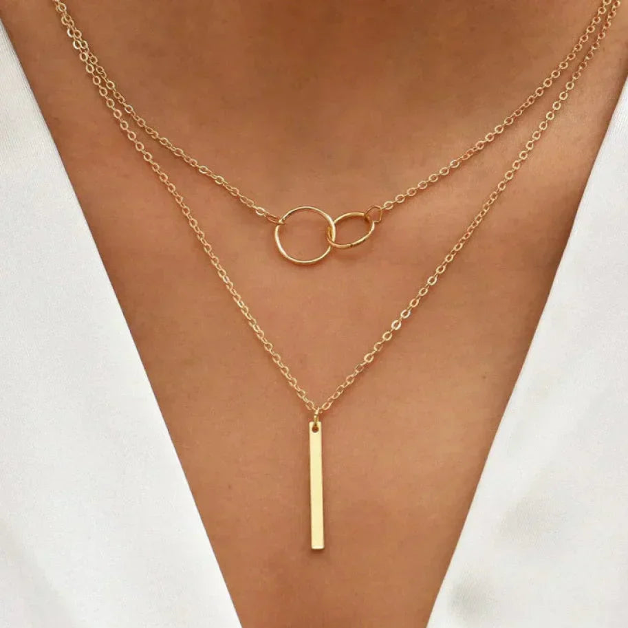 Jasmine | Goldene Vintage-Halskette mit Doppelkette