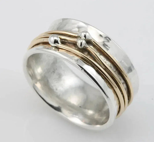 Vintage Gold-geschichteter Silberring