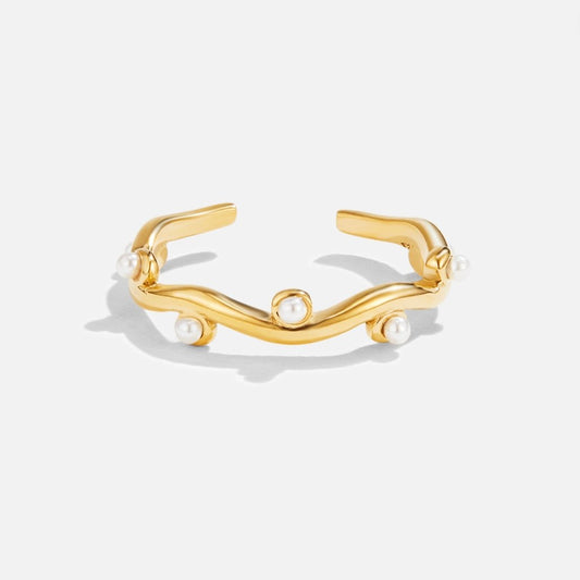 Bague en or à perles ondulées
