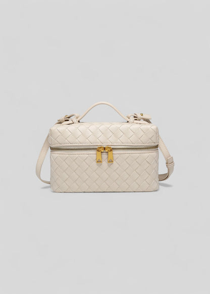 Sac tressé pour femme noir structure rigide zips dorés - Valeska