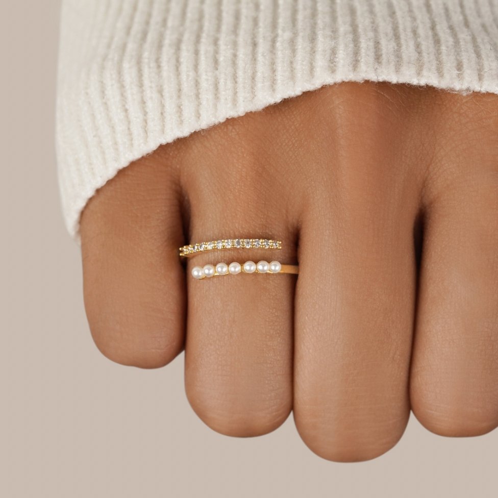 Ring 'Wrap Me' met kralen en kristallen