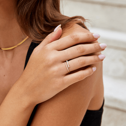 Ring 'Wrap Me' met kralen en kristallen