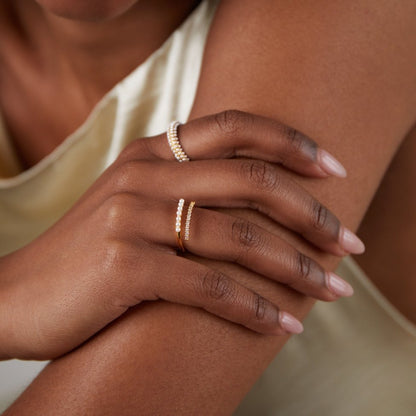 Ring 'Wrap Me' met kralen en kristallen